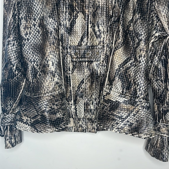 BIANCA NYGARD Faux Snakeskin Ruffled Moto Jacket - Picture 14 of 16